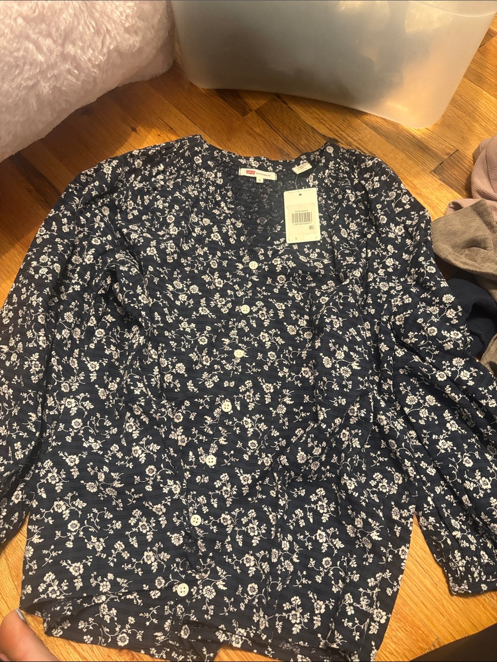 Levi's Navy Blue Floral Button-Up Blouse
